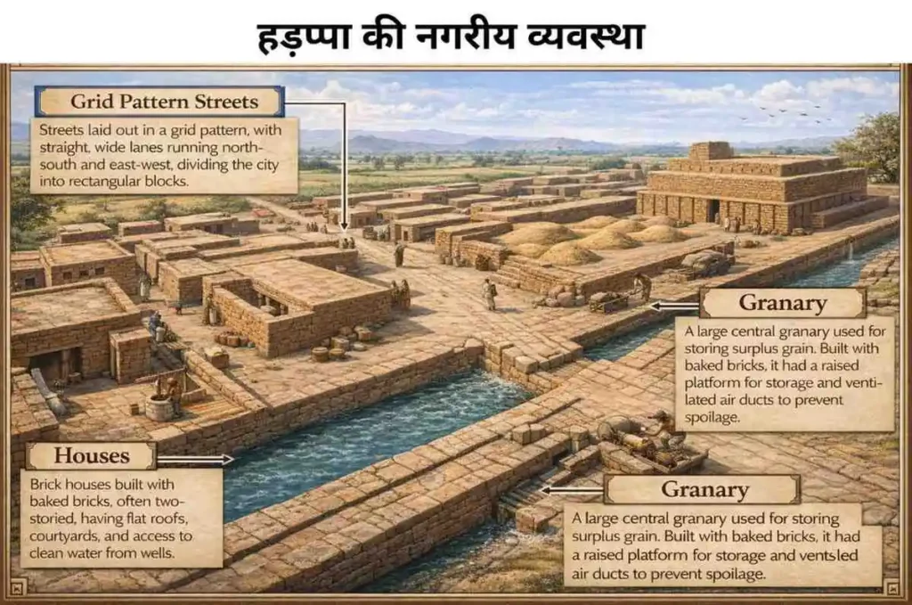 Sindhu Ghati Sabhyata in Hindi with MCQ और हड़प्पा की नगरीय व्यवस्था का चित्र