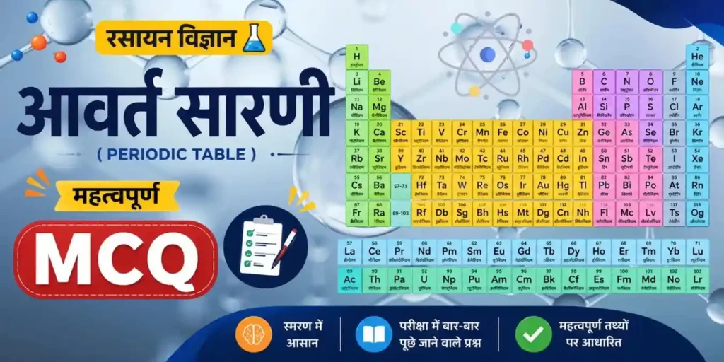 आवर्त सारणी | Periodic Table MCQ in Hindi
